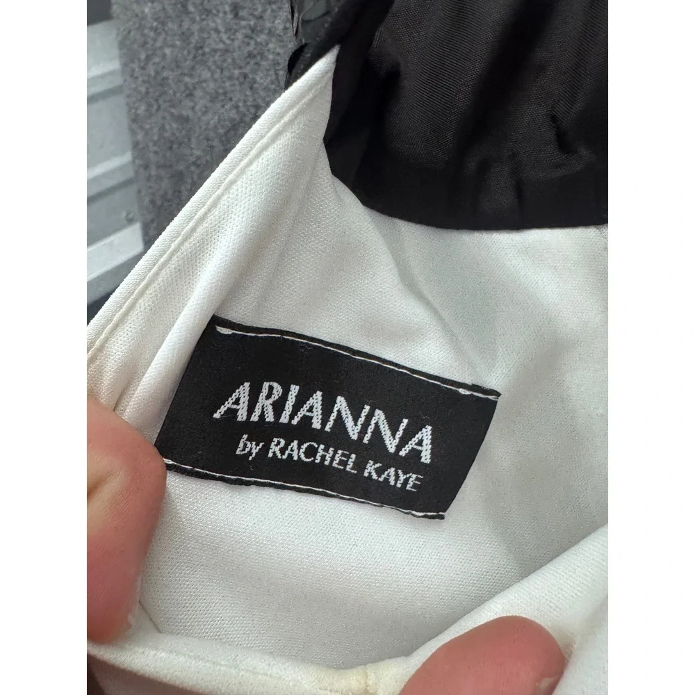 Arianna by Rachel Kaye Sequin Bodice Formal Gown with Beaded Bag Black White